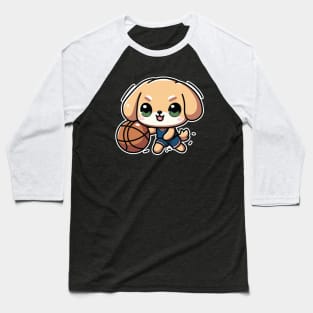 Basketball Player Puppy Baseball T-Shirt